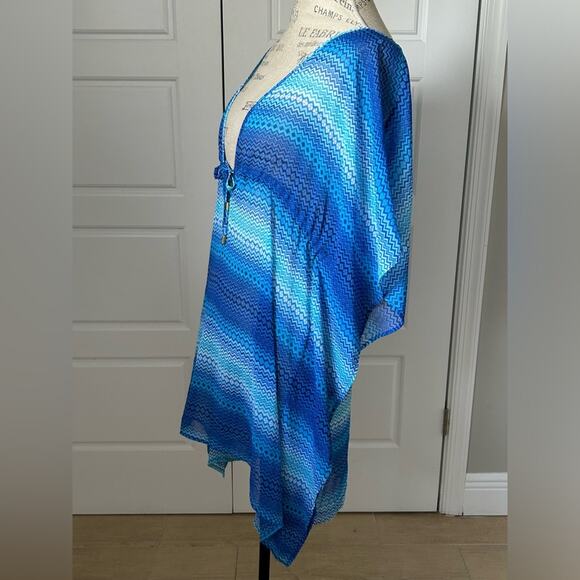 Into the bleu rod Beattie ombré blue beach cover up sheer size small swim - Picture 2 of 9